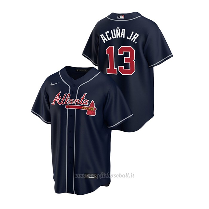 Maglia Baseball Uomo Atlanta Braves Ronald Acuna Jr. 2020 Replica Alternato Blu